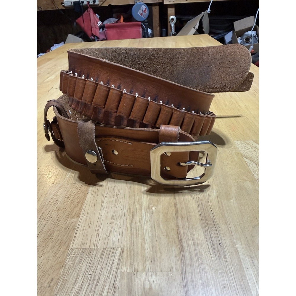 Vintage Oklahoma Leather Rifle Ammo Belt 36 Loop Miami I.T. USA 42"